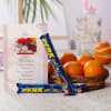Basket of Oranges with Perk Chocolates & Greeting Card For Father Online