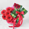 Gift Basket of Red Roses & Gerberas