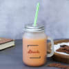 Shop Be Happy Personalized Frosted Glass Mason Jar
