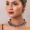 Buy Beads And Pearls Oxidised Necklace Set
