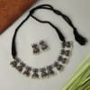 Beads And Pearls Oxidised Necklace Set Online