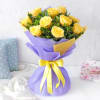 Beautiful Yellow Roses Arranged in Blue Wrapping Online