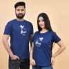 Bee Mine Personalized Cotton T-Shirts For Couple - Blue Online