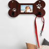 Gift Big Bone Leash Holder Photo Frame - Dark Cherry Wood