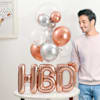 Birthday Elegance Rose Gold And Silver Balloon Arrangement Online