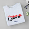 Gift Birthday Queen Personalized Cotton T-Shirt - Ecru