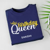 Gift Birthday Queen Personalized Cotton T-Shirt - Navy