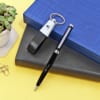 Black And Silver Keychain And Pen Set - Customized With Name Online
