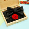 Buy Black Bow Tie & Pocket Square in Personalized Wooden Box