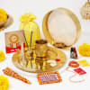 Blissful Karwa Chauth Golden Pooja Thali Hamper Online