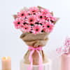 Gift Blissful Red Velvet Cake With Pink Gerberas Bouquet