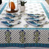 Buy Blue Floral Cotton Table Cover With Set Of 6 Napkins And Copper Bottle