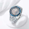 Gift Blue Gold Dial Metal Strap Watch For Men