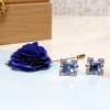 Gift Blue Men's Accessory Set In Personalized Wooden Box