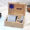Buy Blue Men's Accessory Set In Personalized Wooden Box