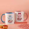Buy Blue Pachhi Work Bhaiya Bhabhi Rakhis with Personalized Pink And Blue Handle Mug Set