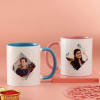 Shop Blue Pachhi Work Bhaiya Bhabhi Rakhis with Personalized Pink And Blue Handle Mug Set
