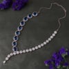 Gift Blue Sapphire & White CZ Stone Necklace Set