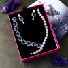 Shop Blue Sapphire & White CZ Stone Necklace Set