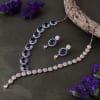 Blue Sapphire & White CZ Stone Necklace Set Online