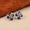 Gift Blue Stone And CZ Stud Earrings