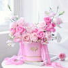 Buy Blushing Pink Balloons Roses And Cupids Delight Mini Cream Cake Combo