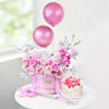 Blushing Pink Balloons Roses And Cupids Delight Mini Cream Cake Combo Online