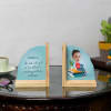 Gift Bookworm Gal Personalized Wooden Bookends