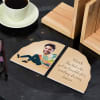 Shop Bookworm Guy Personalized Wooden Bookends