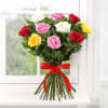 Gift Bouquet of 10 Mix Roses with Black Forest Cake (Half Kg)