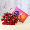 Bouquet of 18 Red Roses with Cadbury Celebrations Box Online
