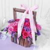 Buy Bouquet of Assorted Roses in Wooden Basket