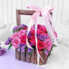 Bouquet of Assorted Roses in Wooden Basket Online