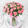 Gift Bouquet of Light Pink Carnations in Globe Vase (25 stems)