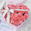Gift Bouquet of Pink Carnations in Heart-shaped Box