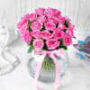 Buy Bouquet of Pink Roses in Globe Vase (25 Stems)