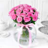 Bouquet of Pink Roses in Globe Vase (25 Stems) Online