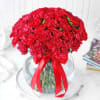 Gift Bouquet of Red Carnations in Globe Vase (40 Stems)