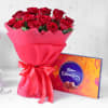 Bouquet Of Red Romance With Assorted Chocolates Box Online
