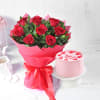 Bouquet of Red Roses with Bento Cake (200 GM) Online