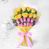 Gift Bouquet of Yellow and Pink Roses with Teddy Bear