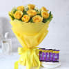 Bouquet of Yellow Roses with Cadbury Chocolates Online