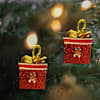 Gift Bright And Merry Red Gift Box Christmas Tree Ornaments - Set Of 4