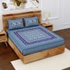 Bright Blue Print Cotton Double Bedsheet Online