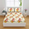Gift Bright Floral Print Cotton Satin Double Bedsheet - Grey