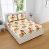Bright Floral Print Cotton Satin Double Bedsheet - Grey Online