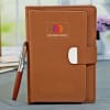 Brown DIary And Pen Set - Customized With Logo Online