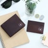 Gift Brown Leather Wallet And Card Holder Set - Personalized
