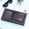 Brown Leather Wallet And Card Holder Set - Personalized-sobha Online