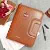Brown Office Conference Folder with Folding Strap - Customized with Logo Online